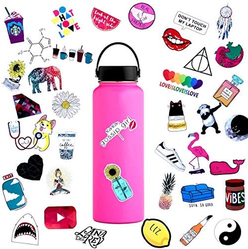45pcs Water Bottle Sticker Decals Waterproof,Cute Bumper and Laptop Stickers for Girls,Computer,Car,Skateboard, Luggage,Snowboard[Not Random]