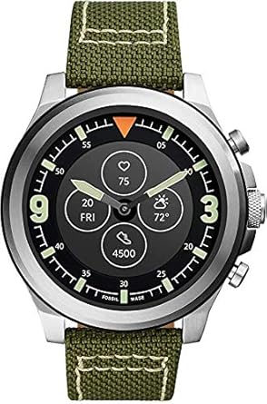 Fossil HR Latitude - Hybrid Smartwatch with Green Olive Nylo Strap for Men FTW7019: Amazon.co.uk 