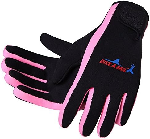 Wetsuit Gloves for Men Women Kids, 1.5MM Diving Scuba Snorkel Swim Gloves (pink, S)