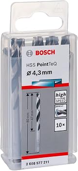 Bosch PointTeQ HSS Twist Drill Bit Set 4.3 x 47 x 80 mm 10 pcs