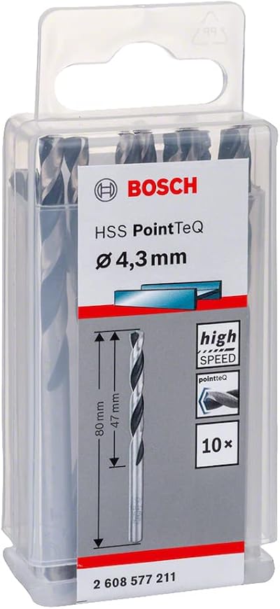 Bosch PointTeQ HSS Twist Drill Bit Set 4.3 x 47 x 80 mm 10 pcs