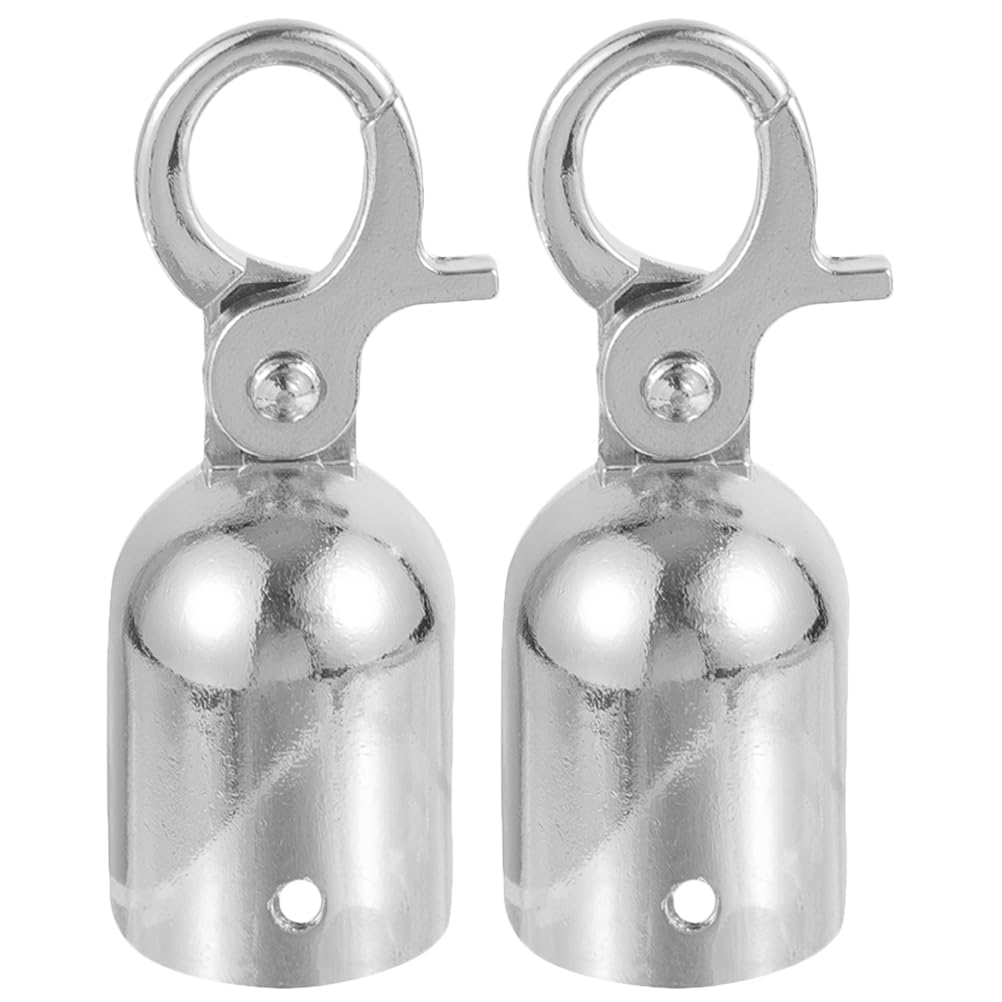 DOITOOL decking rope fittings ： 2Pcs Stainless Steel Rope End Stoppers with Hooks for Decking Ideal for Stanchion Barrier and Crowd Control Silver Finish，10 * 3.2 * 3.2cm