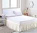 MEILA Wrap Around Bed Skirt Three Fabric Sides Elastic Dust Ruffled 16 Inch Tailored Drop,Easy to Install Fade Resistant-Ivory, Queen/King