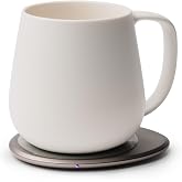 OHOM Ui+ Self-Heating Mug Set &ndash; Jasmine White | 18 fl oz / 532 mL Ceramic Coffee &amp; Tea Mug Set with Heating Pad