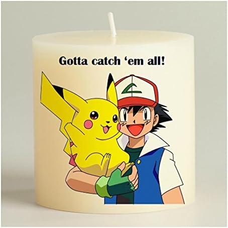 Pokemon Gotta catch em all! Themed Candle featuring Pikachu and Ash