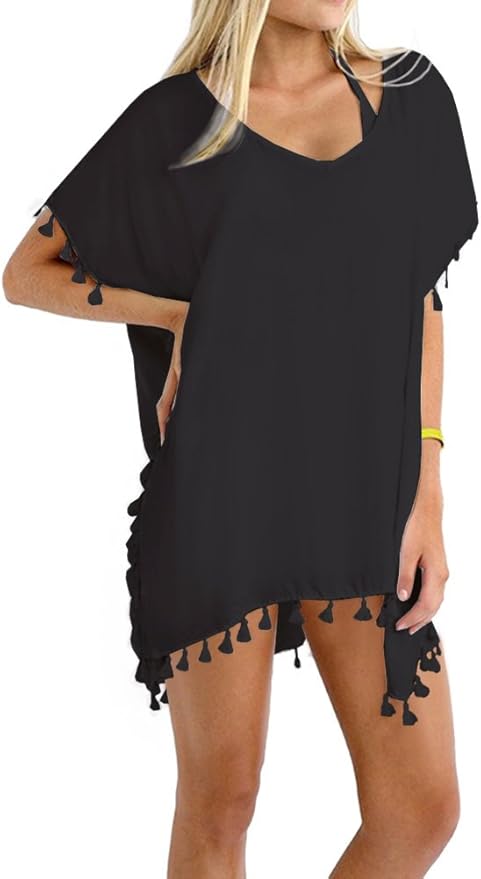 black chiffon beach cover up