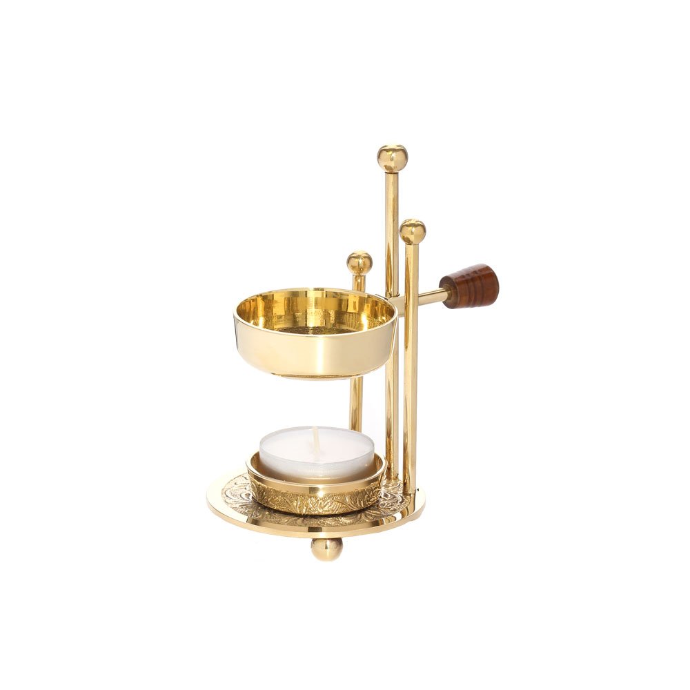 SET NKlaus 2x Adjustable incense burner wooden handle brass gold Esoteric 40417