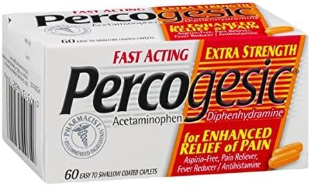 Percogesic Aspirin-Free Pain Reliever/Fever Reducer, Extra Strength, Easy to Swallow Coated Caplets, 60 coated caplets by Percogesic