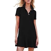 Kissonic Women's Polo Dress Short Sleeve V Neck Ruffle Hem Casual Summer Golf Tennis Mini Shirt Dresses