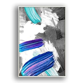Framed Canvas Wall Art for Living Room, Bedroom Colored Brush Canvas Prints for Modern Home Decoration Ready to Hang - 16"x24" inches