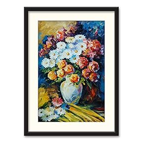 Black Framed Canvas Wall Art Oil Painting Flower Home Artwork Decoration for Living Room, Bedroom - 23x31 inches