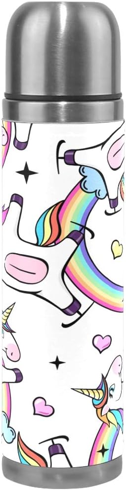 Ahomy Stainless Steel Flask Cute Unicorn Rainbow Vacuum Insulated Bottle Leak-Proof Travel Mug 500ml