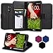 LG G2 Case, Abacus24-7 LG G2 Wallet Case [Book Fold] Leather LG G2 Cover [Flip Cover] with Foldable Stand, Pocket for ID, Credit Cards Slots and Clear Screen Protector - Black Flip Case for LG G2