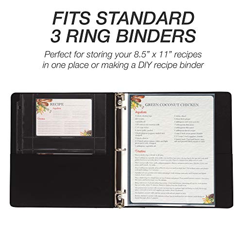 recipe card protectors for binder Amazon.com : 50 Pockets Full Size 4x6 for 8.5x11 (Pack of 25) Recipe Card  Protectors Top-Loading Crystal Clear Recipe Card Sleeves with 2 Pockets for  3 Ring Binder, Plastic Index Card Protector