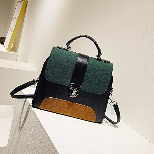 Clearance Sale! ZOMUSAR Fashion Women Girl Patchwork PU Leather Buckle Bag Crossbody Shoulder Bag (Green)