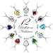 Love Heart Necklace Simulated Birthstone Pendant Necklace Sterling Silver 12 Months Gift for Women