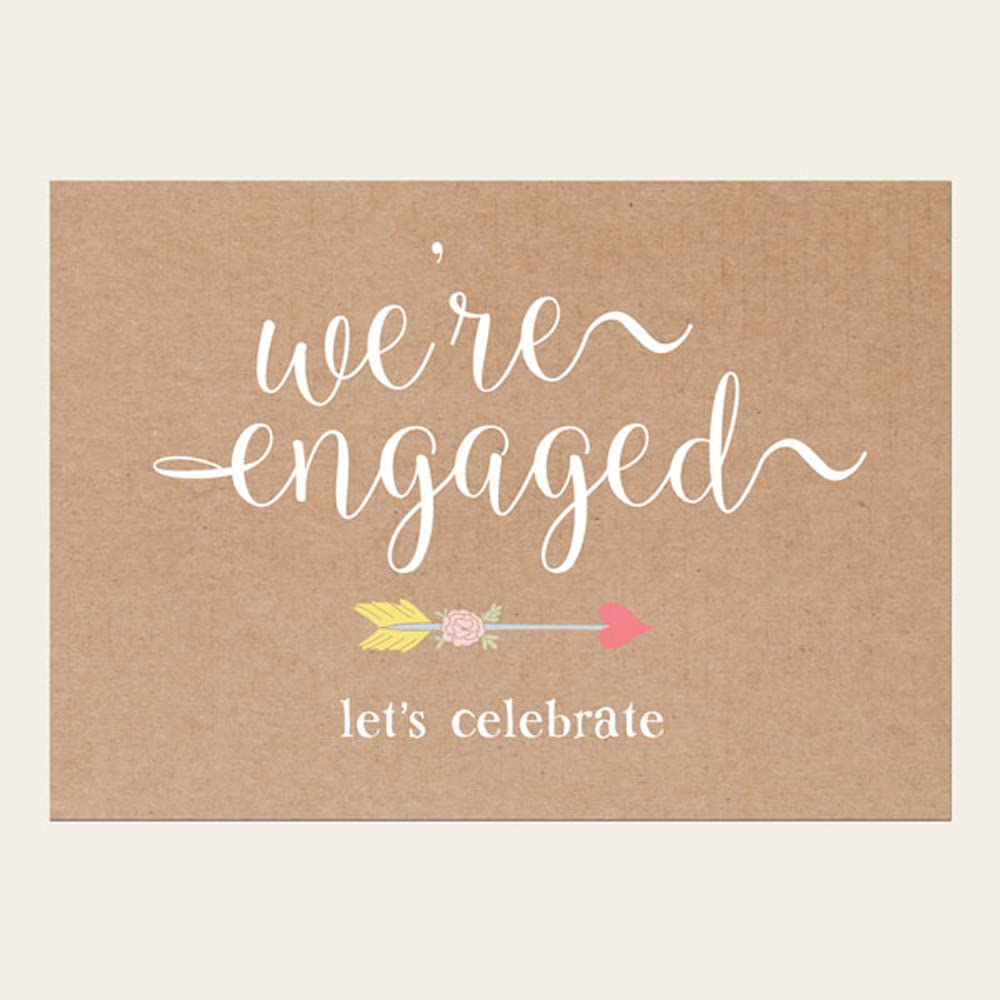 Dotty about Paper Engagement Party Invitations - Rustic Hearts and Arrows - Pack of 10. Colourful, Perfect for Family and Friends, Love, Celebration. Envelopes Included (701)