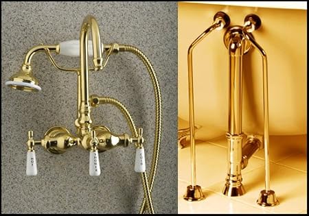 Brass Gooseneck Clawfoot Tub Faucet Handshower Drain Supply Tub