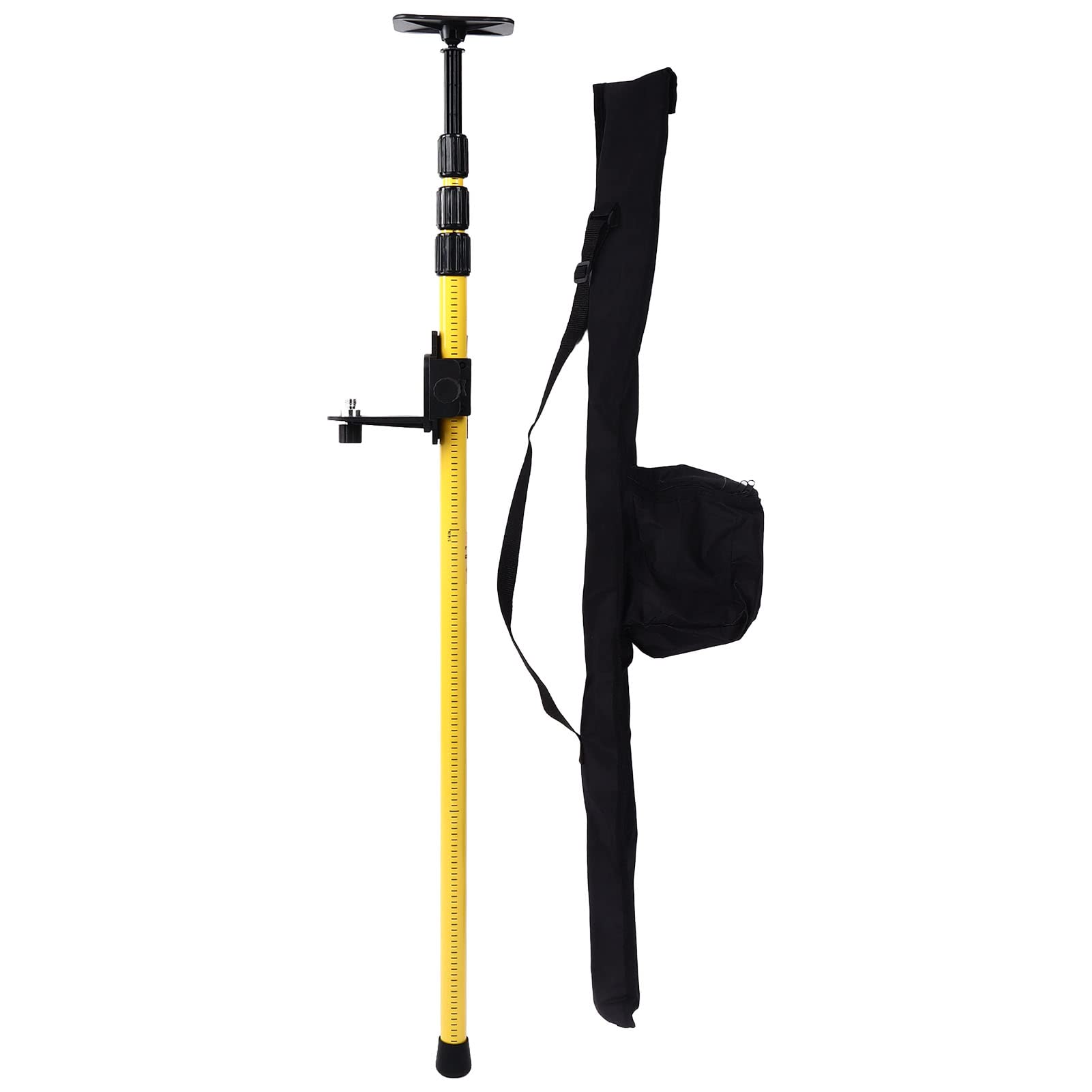 Aluminium Alloy Telescoping Laser Level Mounting Pole - 44.1 to 110.2in Adjustable, 5/8in and 1/4in Threads for Rotary and Line Lasers