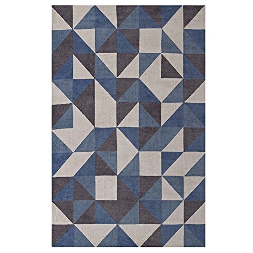 ModwayKahula Geometric Triangle Mosaic 5x8 Area Rug In Blue, White and Gray