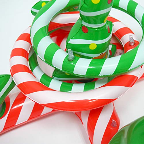 YHSBUY Inflatable Christmas Tree Ring Toss Games Set with 4 Ring Winter Holiday Toys Christmas Party Game Family Indoor Outdoor Game Include Handle Pump