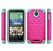 HTC Desire 510 Case, Defender Bling Hybrid Gel Protector Diamond Hybrid Cover (Hot Pink/Teal Skin)