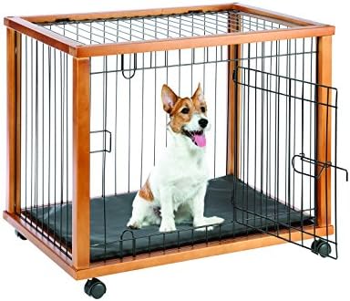 Rolling Wood Pet Pen With Waterproof Mat