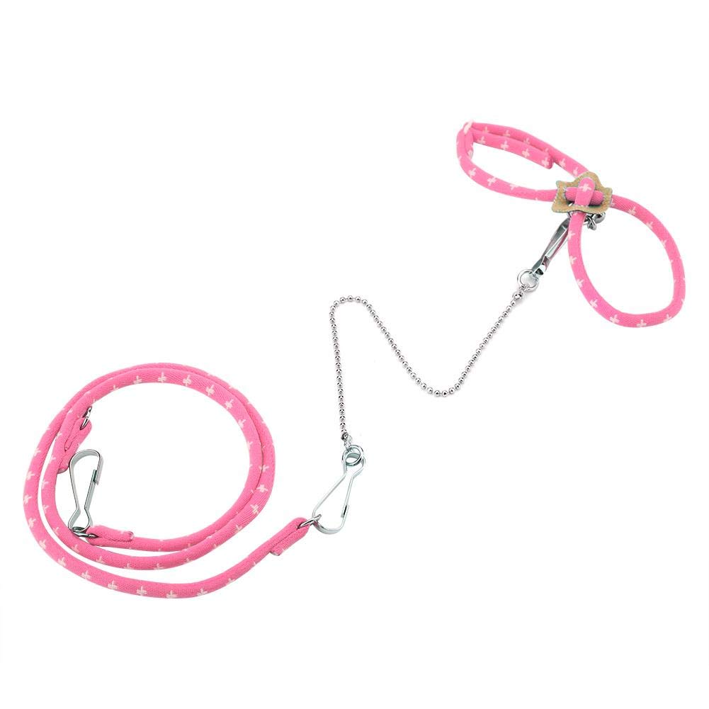 Adjustable Hamster Harness and Leashes Colorful Anti-bite Chest Straps Vest Traction Rope for Outdoor Travel(Pink)