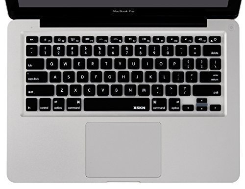 XSKN English Letter US version Silicone Keyboard Cover Skin for Macbook Air 13 & Macbook Pro 13 15 17 with or Without Retina Display(Black)
