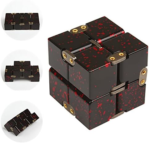 JZH Metal Aluminum Infinity Cube Fidget Toy, Decompression Toys Fidget Rubik's Cube. (Graffiti Black)