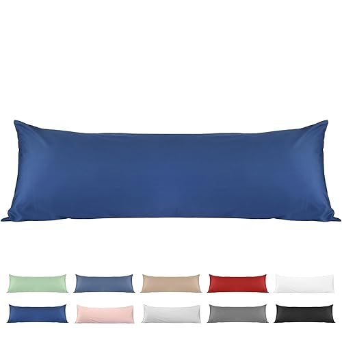 100% Cotton Body Pillow Case, Deep Dream 20x54 Body Long Pillow Pillowcases Sateen Weave, 600 Thread Count Hotel Luxury Soft and Breathable Envelope Closure Pillow Covers, Navy Blue