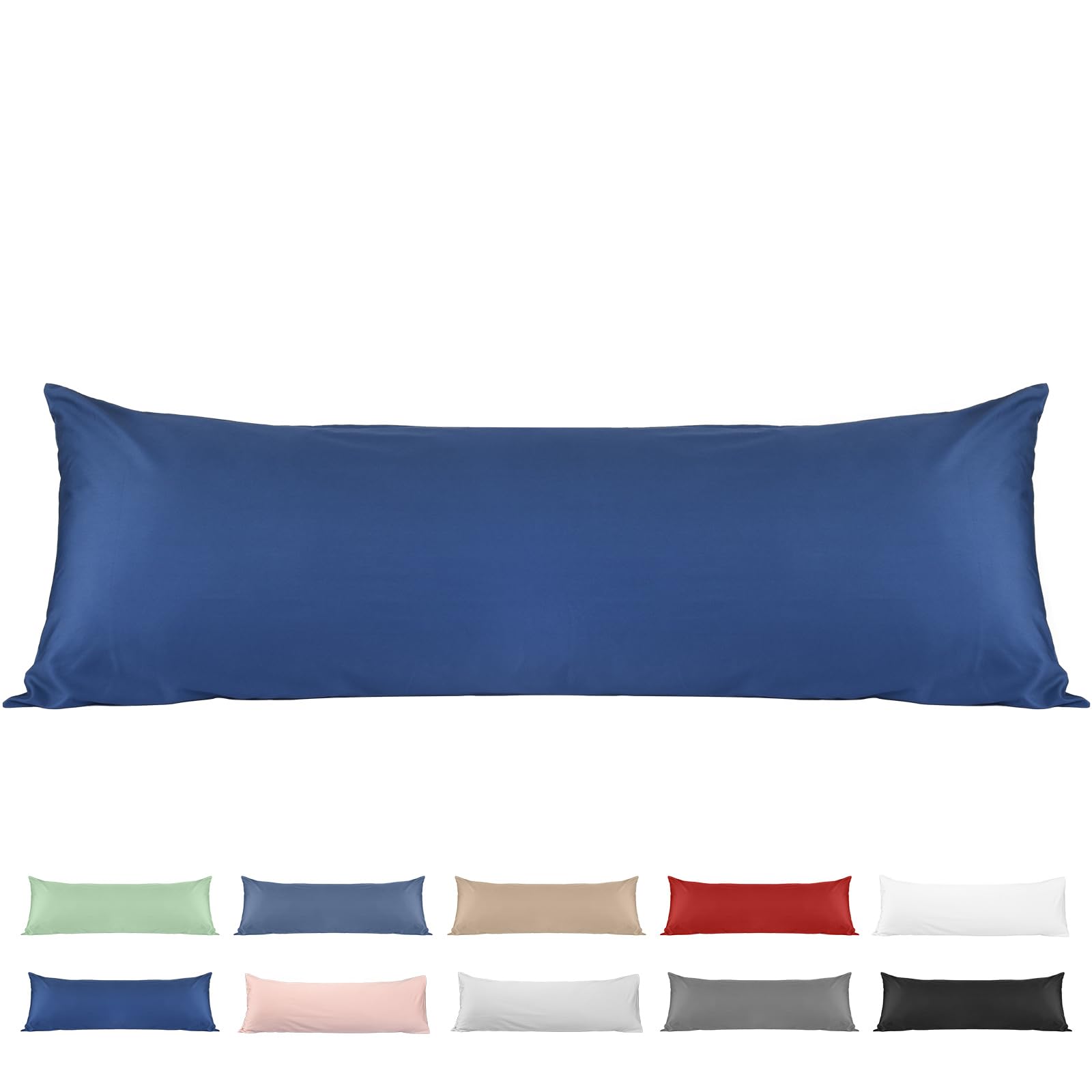 Photo 1 of 100% Cotton Body Pillow Case, Deep Dream 20x54 Body Long Pillow Pillowcases Sateen Weave, 600 Thread Count Hotel Luxury Soft and Breathable Envelope Closure Pillow Covers, Navy Blue