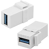 QIANRENON USB3.0 Keystone Jack Adapter Coupler 5Gbps USB3.0 Female to Female Keystone Wall Plate Socket Module Connector 180°