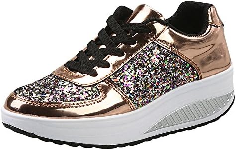 Cinsanong Boots Clearnce Sale! Women's Sport Shoes LuluZanm Fashion Ladies Wedges Sneakers Sequins Shake Fashion Girls Shoes Gold