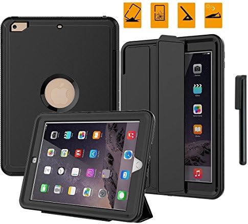 New iPad 2017/2018 iPad 9.7 inch Case, FITVERS Smart Case Protective Cover with Auto Sleep Wake Function, Three Layer Drop Protection Rugged/Heavy Duty Case for Apple New iPad 9. 7 inch - Black