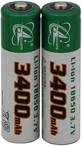 AZAOSTE 18650 Battery (2 Pack )3400mAh 3.7v Rechargeable Li-ion Battery For High Power Flashlights