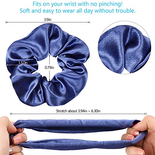 Bersiler Satin Hair Scrunchies, Hair Ties for Women Teenage Girls, Regular Elastic Ropes Hair Bands, Satin Hair Ties - 3 Pack