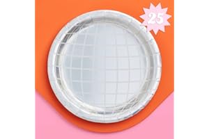 xo, Fetti Disco Ball Paper Plates - 25 pk, 9" | Bachelorette Party Decorations, Last Disco, Space Cowboy Birthday Party, 70s Groovy Party