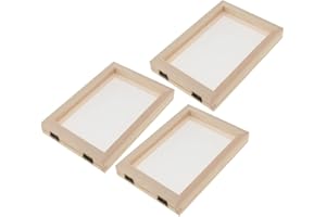 Prettyia Wooden Paper Making Papermaking Mould Frame Screen Mesh Tool Kits for Paper Handcraft DIY Paper Craft, Set of 3Pcs