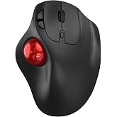 EDJO Wireless Trackball Mouse, Ergonomic Mouse with 30&deg; Tilt, 5 DPI, Red | Thumb control, 3-device Bluetooth/2.4G, up to 160h battery, Type-C rechargeable, stays in place, removable ball, easy cleanup