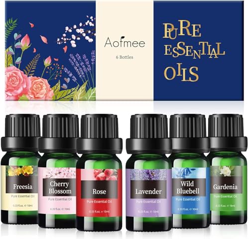 Essential Oils, Aofmee Fragrance Oil Aromatherapy Essential Oils Set, 100% Pure Essential Oils for Diffusers, Lavender Essential Oil for Sleep, Rose Essential Oil for Skin, Oil Diffuser Essential Oils
