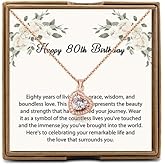 OKEYCH 80th Birthday Gift Ideas, Happy 80th Birthday Necklace, 80 Year Old Jewelry, Born 1945 Turning 80 Year Old Gift