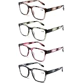 DOOViC 4 Pack Fashion Striped Computer Reading Glasses Blue Light Blocking Anti Eyestrain Spring Hinge Stylish Readers for Women 1.00 Strength