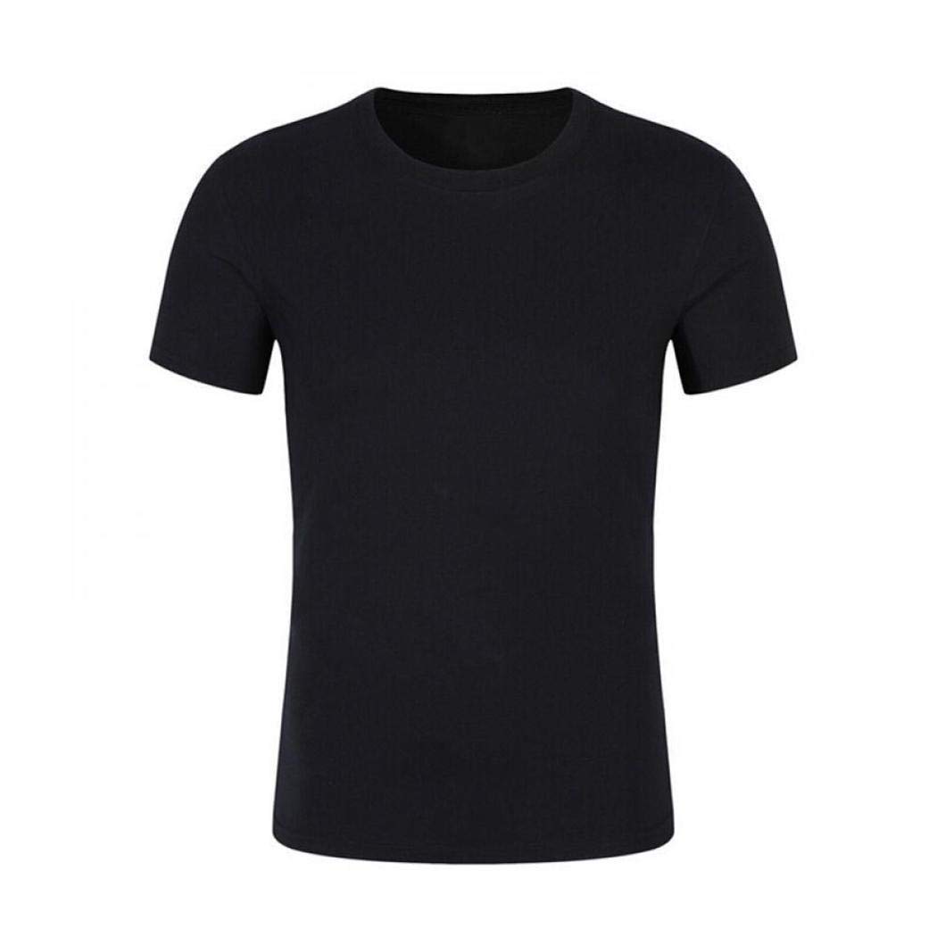 siaodm Men Casual O-Neck Short Sleeve T Shirt, Anti-Dirty Waterproof Antifouling Breathable Quick Dry Solid T-Shirt Black