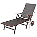 Tangkula Wicker Chaise Folding Back Adjustable Aluminum Rattan Lounger Recliner Chair W/Wheels (Brown)