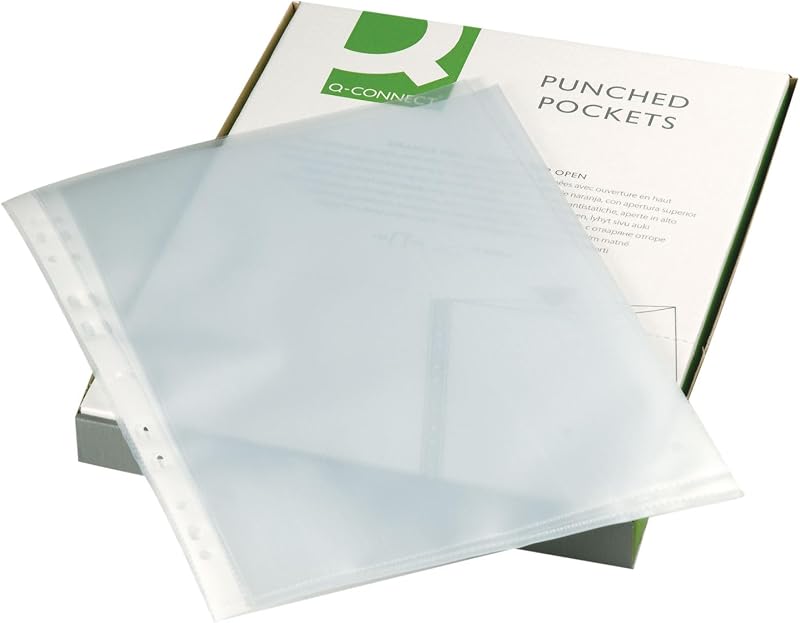 Q-Connect Punched Pocket A4 50 micron Orange Peel Pack of 100