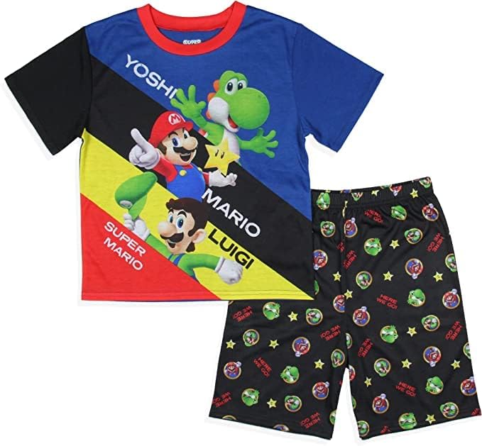 SUPER MARIO Pigiama Corto per Ragazze Set Pigiama per Bambini Rosa e Blu 3-4 Anni SUPER MARIO Pigiama Corto per Ragazze Set Pigiama per Bambini Rosa e Blu 3-4 Anni