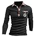 jeansian Men's Slim Plaid Stitching Long Sleeves Polo T-Shirts Tees D511