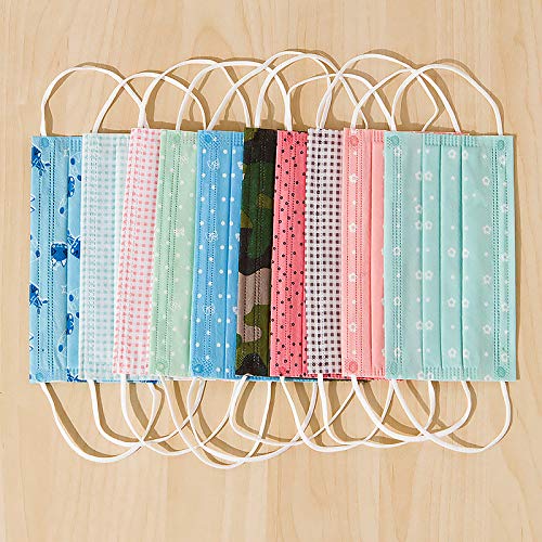 Surgical Mask 20Pcs Disposable Face Mask Cute Print Flu Mask 3 Layers Earloop Mouth Mask Half Face Windproof Mask Anti-dust Cotton Face Mask for Men and Women - Thumbnail 7