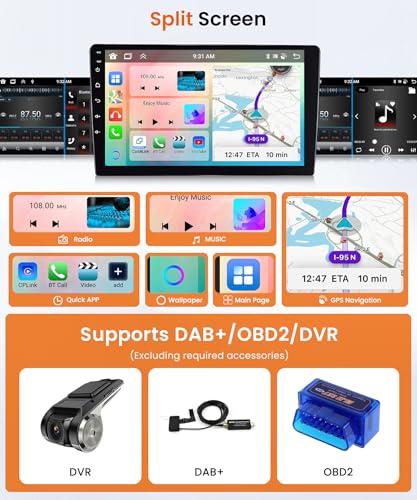 8 Core 4G+64G DAB+ Android Car Radio for Mercedes Benz A/B Class W169 W245 B200 W639 Vito Viano W906 Sprinter 9 Inch Car Radio with Wireless Carplay Android Car GPS Navi WiFi Bluetooth FM/RDS/DAB